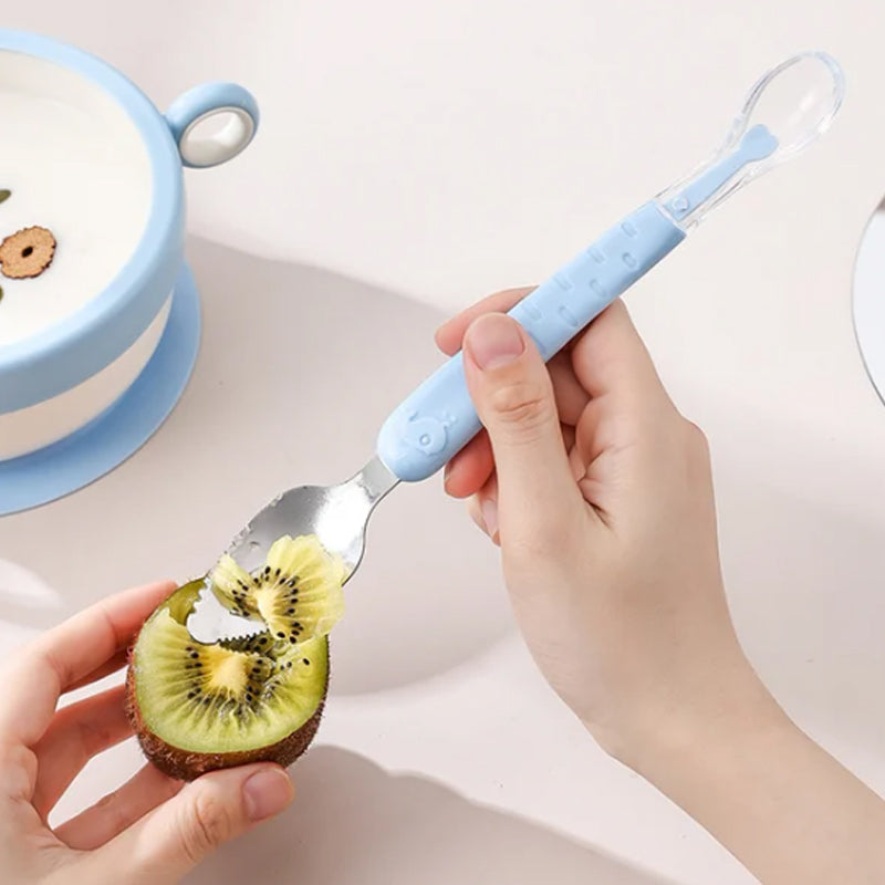 TinyTasties 2-in-1 Siliconen Baby Lepel – Veilig Babyvoedingsbestek